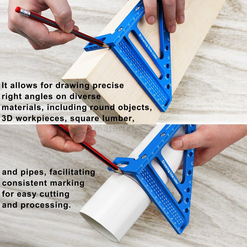 ViewReal Quick-Set 3D Measuring Square - Multi-Angle Carpenter's Tool with Angle Pin for Woodworking,Imperial Line Ruler, Essential Woodcraft Layout Aid - Image 5